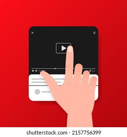 Video player for web design. Realistic window. Vector illustration.