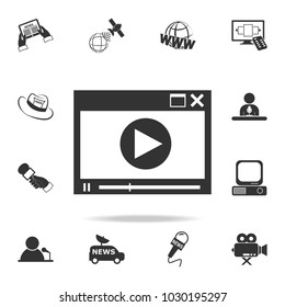 Video player for web icon. Detailed set icons of Media element icon. Premium quality graphic design. One of the collection icons for websites, web design, mobile app on white background