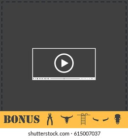 Video player for web icon flat. Simple vector symbol and bonus icon