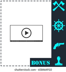 Video player for web icon flat. Simple vector symbol and bonus icon