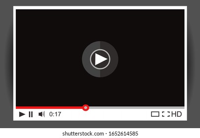 Video player for web. Media Player Interface. Minimalistic Design. Flat Style.Player MockUp