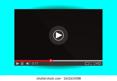 Video player for web. Media Player Interface. Minimalistic Design. Flat Style.Player MockUp