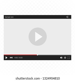 Video Player for web and mobile apps. Media player interface concept. Mock-up for UI template. Vector illustration in flat style isolated on transparent background. EPS 10.
