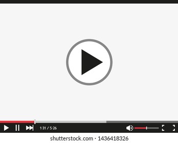  Video player for web and mobile apps flat style. Vector illustration.