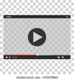 Video player for web and mobile apps. Vector illustration.