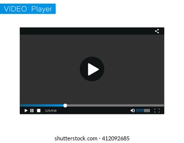 Video player for web, mockup. Template of Video and audio Player. Vector illustration.