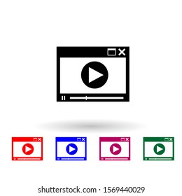 Video player for web multi color icon. Simple glyph, flat vector of media icons for ui and ux, website or mobile application