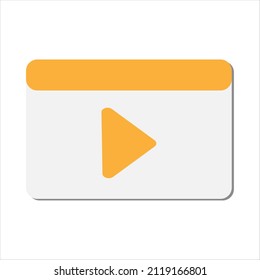Video player, web page, play button. Video, streaming, multimedia concept. Flat vector icon. Cartoon minimal style.