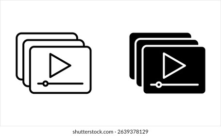 Video player or web player simple icons set, vector illustration on a white background.