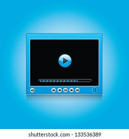 Video player for web, vector illustration