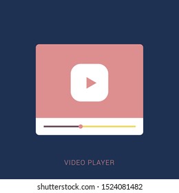 Video player for web, vector illustration. Minimal flat icon