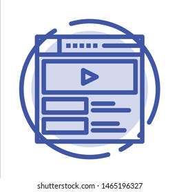 Video, Video Player, Web, Website Blue Dotted Line Line Icon. Vector Icon Template background