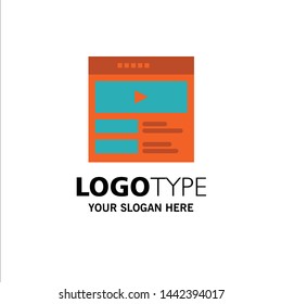 Video, Video Player, Web, Website Business Logo Template. Flat Color