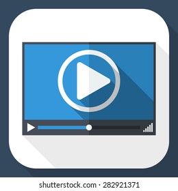 Video player window with long shadow