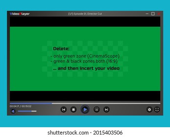 Video player window. Program interface. Overlay. Empty layout. Simulate the transparency of the view window. Template. Mock up. Vector illustration. Isolated  monochromatic background