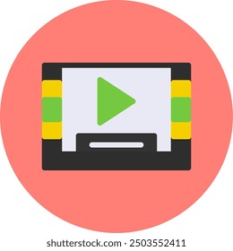 Video PlayerFlat Multi Color Vector Icon Design