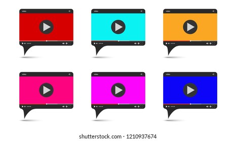 Video players for web and mobile apps. Vector illustration.