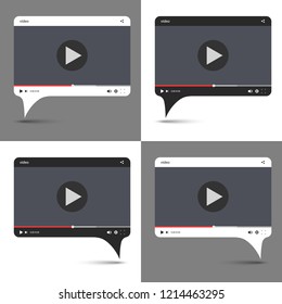 Video players for web and mobile apps. Vector illustration.