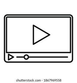 Video playing icon. Outline video playing vector icon for web design isolated on white background