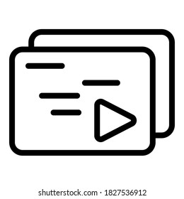 Video playlist icon. Outline video playlist vector icon for web design isolated on white background