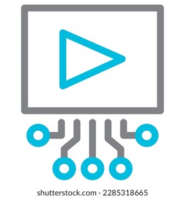 Icono de línea de vídeo y IA