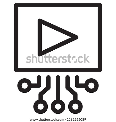 Video plus AI line icon
