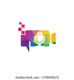 Video podcast vector logo design. Digital video podcast logo concept.