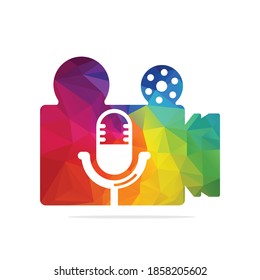 Video podcast vector logo design. Digital video podcast logo concept.