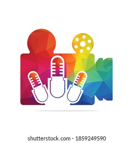 Video podcast vector logo design. Digital video podcast logo concept.