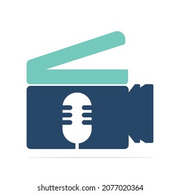 Diseño del logotipo vectorial de podcast de vídeo. Concepto del logotipo del podcast de vídeo digital.