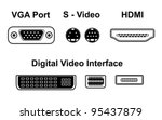 Video ports including VGA and HDMI, vector 