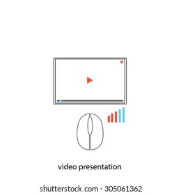 Video presentation. Abstract technology concept on the white backdrop.