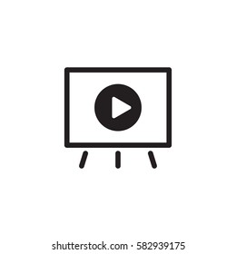 Video Presentation Icon. Business Concept. Flat Design Isolated Illustration.