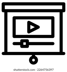 icono de presentación de vídeo o logotipo símbolo de signo aislado ilustración vectorial - iconos vectoriales de estilo negro de alta calidad
