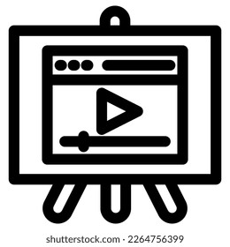 Symbol oder Logo der Videopräsentation, einzelne Zeichen, Vektorgrafik - hochwertige Vektorsymbole in schwarzem Stil

