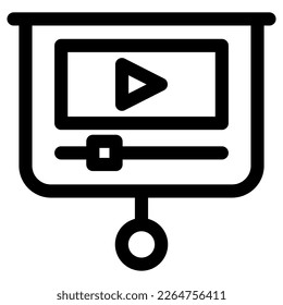 icono de presentación de vídeo o logotipo símbolo de signo aislado ilustración vectorial - iconos vectoriales de estilo negro de alta calidad
