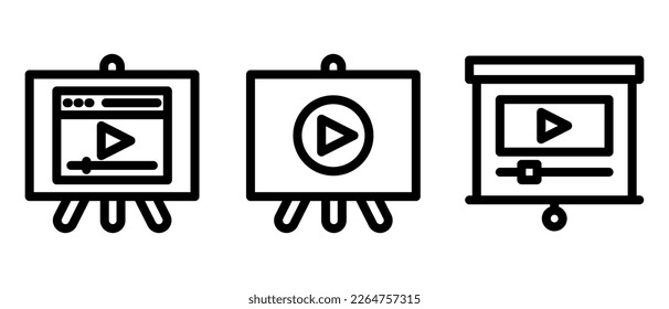icono de presentación de vídeo o logotipo símbolo de signo aislado ilustración vectorial - iconos vectoriales de estilo negro de alta calidad
