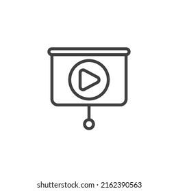 Icono de la línea de presentación de vídeo. signo de estilo lineal para concepto móvil y diseño web. Icono del vector de contorno de la pantalla de presentación. Símbolo, ilustración del logotipo. Gráficos vectoriales