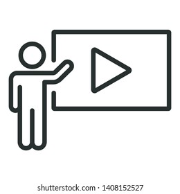 video presentation - minimal line web icon. simple vector illustration. concept for infographic, website or app.