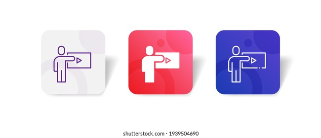 video presentation pixel perfect icon set bundle in line, solid, glyph, 3d gradient style