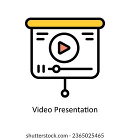 Video Presentation vector Fill outline icon illustration. EPS 10 File.