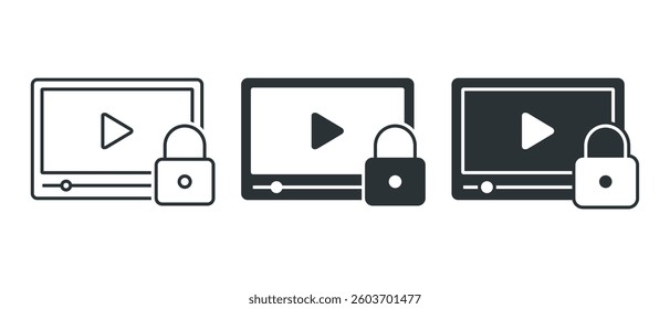 Video privacy lock icon. Illustration vector