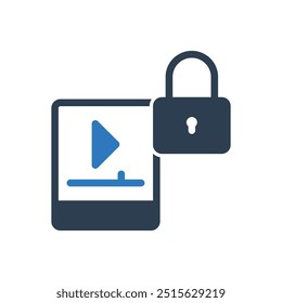 Video Privacy Lock Icon Sign Symbol