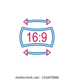 Video production, aspect icon. Element of 2 color video production icon. Premium quality graphic design icon. Signs and symbols collection icon for websites, web design