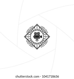 Video production badge or label design, Logo for studio film and videographer with camera symbol. Photography logo template