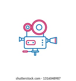 Video production, video camera icon. Element of 2 color video production icon. Premium quality graphic design icon. Signs and symbols collection icon for websites, web design