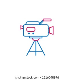 Video production, video camera icon. Element of 2 color video production icon. Premium quality graphic design icon. Signs and symbols collection icon for websites, web design