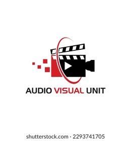 Producción de vídeo, cine, películas, cámaras y logotipos audiovisuales (ilustración vectorial) 