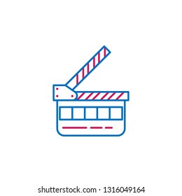 Video production, clapperboard icon. Element of 2 color video production icon. Premium quality graphic design icon. Signs and symbols collection icon for websites, web design