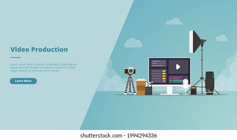 Video Production Concept For Website Landing Homepage Template Banner Or Slide Presentation Cover